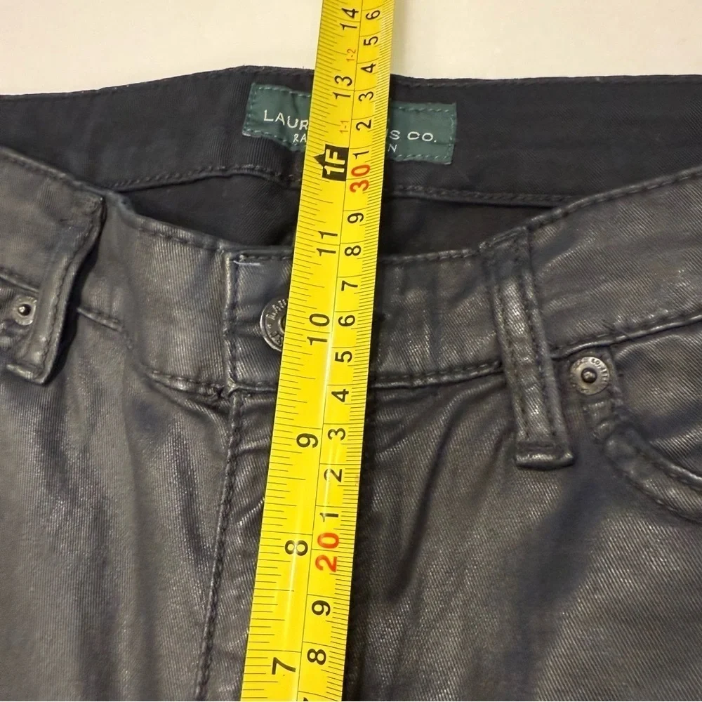 LRL Ralph Lauren Women’s Jeans Sz 10 Black Modern Wax Coated Leather-like NWOT